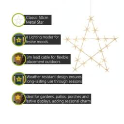 Pegdev Warm White LED Christmas Star 50cm Metal Frame Garden Decoration - thumbnail 2