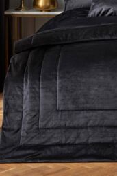 Laurence Llewelyn-Bowen 'Chic' Luxury Soft Velvet Frame Stitched Warm & Cosy Bedspread in Black - thumbnail 2