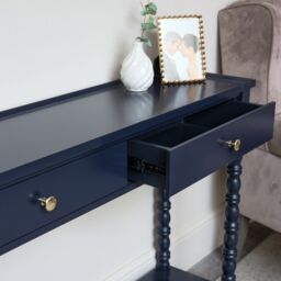 Melody Maison Navy Blue Bobble 2 Drawer Console Table 110cm X 78cm in Dark Blue - Size: 110 cm X 78 cm - thumbnail 6