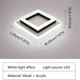 EONLION 24W Modern LED Ceiling Light Square Chandelier Cold White Pedant Lamp in Black - thumbnail 2
