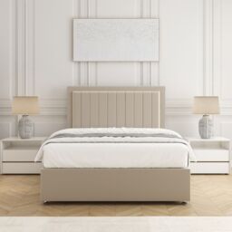 "BSSPOKE Zarah Divan Bed Plush Velvet 24""Headboard 2Drawers Footend No Mattress in Cream - Size: Double" - thumbnail 3