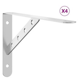Berkfield Home Shelf Brackets 4 pcs 30x2.5x15.5 cm Silver Stainless Steel - thumbnail 2