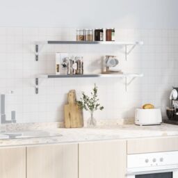 Berkfield Home Shelf Brackets 4 pcs 30x2.5x15.5 cm Silver Stainless Steel - thumbnail 3