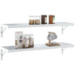 Berkfield Home Shelf Brackets 4 pcs 30x2.5x15.5 cm Silver Stainless Steel - thumbnail 4