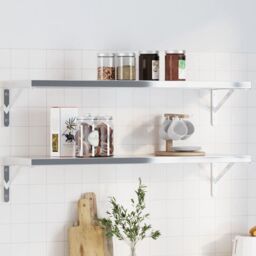 Berkfield Home Shelf Brackets 4 pcs 30x2.5x15.5 cm Silver Stainless Steel