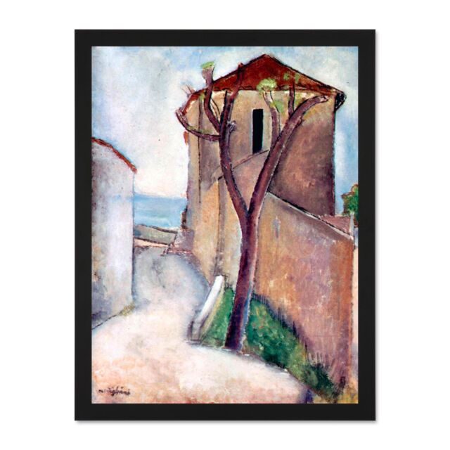 "Artery8 Wall Art Print Amedeo Modigliani Tree House Old Master Large Framed Wall Décor Art in White - Size: W18"" x H24""" - image 1