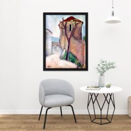 "Artery8 Wall Art Print Amedeo Modigliani Tree House Old Master Large Framed Wall Décor Art in White - Size: W18"" x H24""" - thumbnail 2