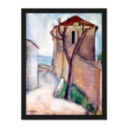 "Artery8 Wall Art Print Amedeo Modigliani Tree House Old Master Large Framed Wall Décor Art in White - Size: W18"" x H24""" - thumbnail 1