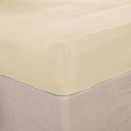 OHS Ultra Soft Microfibre Plain Fitted Bed Sheet in Ivory - Size: Double - thumbnail 3