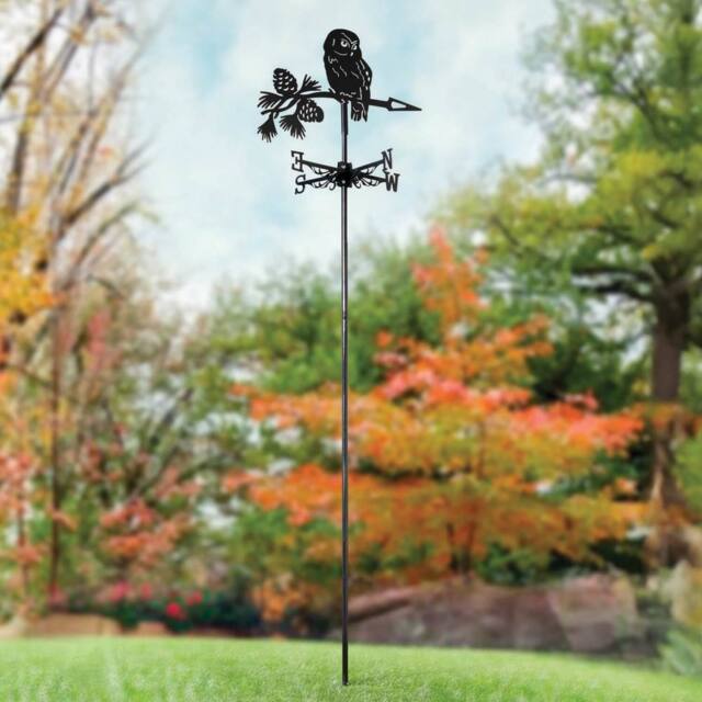 Gainsborough Metal Owl Silhouette Weather Vane with Ground Stake in Black - image 1