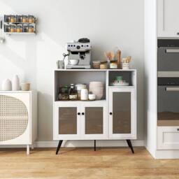 SPETLEK Kitchen Storage Cabinet Wood Buffet Sideboard Cupboard in White - Size: 0.6m2 - thumbnail 3