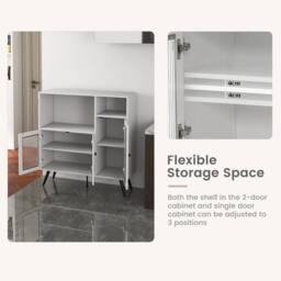 SPETLEK Kitchen Storage Cabinet Wood Buffet Sideboard Cupboard in White - Size: 0.6m2 - thumbnail 7