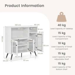 SPETLEK Kitchen Storage Cabinet Wood Buffet Sideboard Cupboard in White - Size: 0.6m2 - thumbnail 2
