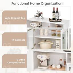 SPETLEK Kitchen Storage Cabinet Wood Buffet Sideboard Cupboard in White - Size: 0.6m2 - thumbnail 6