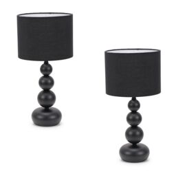 ValueLights Marissa Pair of Stacked Ball Table Lamp Lights with LED Bulbs in Black - thumbnail 2