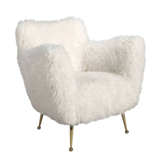 Angel Cerda White Long-Pile Fabric Armchair with Gold-Coloured - image 1