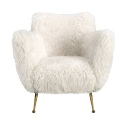 Angel Cerda White Long-Pile Fabric Armchair with Gold-Coloured - thumbnail 2