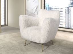Angel Cerda White Long-Pile Fabric Armchair with Gold-Coloured - thumbnail 3