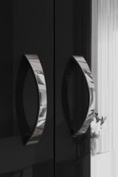 FWStyle 3 Door Triple Wardrobe Black Gloss Mirrored Door - thumbnail 4
