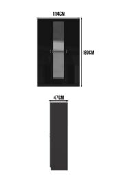 FWStyle 3 Door Triple Wardrobe Black Gloss Mirrored Door - thumbnail 5
