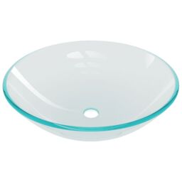 Berkfield Home Bathroom Sink with Tap & Push Drain Clear Tempered Glass in Black - thumbnail 6