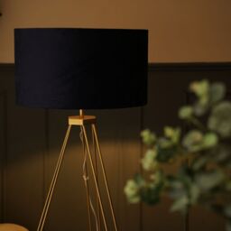 ValueLights Aero Hairpin Leg Gold Tripod Floor Lamp Light with Velvet Shade in Navy - Size: 18 inches - thumbnail 4