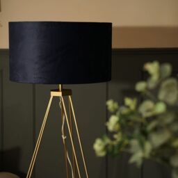 ValueLights Aero Hairpin Leg Gold Tripod Floor Lamp Light with Velvet Shade in Navy - Size: 18 inches - thumbnail 3