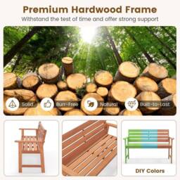 Costway Patio Hardwood Bench Outdoor Loveseat Backyard Wood 2-Seat Chair in Natural - thumbnail 6