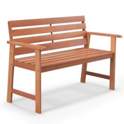 Costway Patio Hardwood Bench Outdoor Loveseat Backyard Wood 2-Seat Chair in Natural - thumbnail 3
