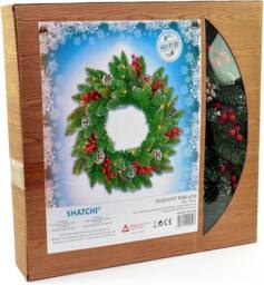 Shatchi 55cm Berries & Pine Cones Frosted Tips ‎Green Christmas Wreath in Green - thumbnail 3