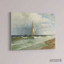 "Artery8 Silva At Coney Island Painting Wall Canvas Wall Art Print in Blue - Size: W18"" x H24""" - thumbnail 2