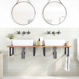 Berkfield Home Bathroom Vanity Top Untreated 140x50x2 cm Solid Wood Acacia in Brown - Size: 140 x 50 x 2 cm - thumbnail 2