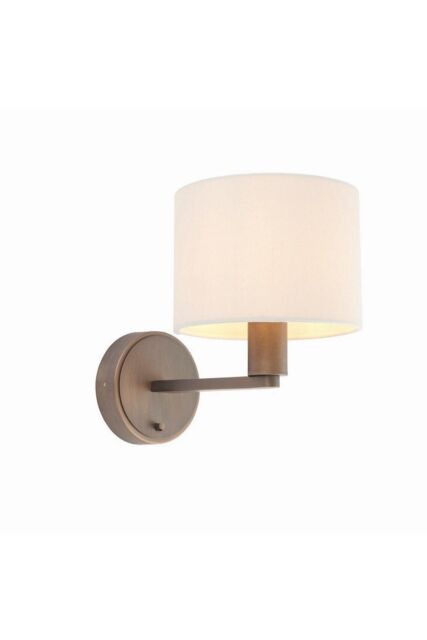 Netlighting Daley Wall Lamp Antique Bronze Plate Marble Fabric Round Shade With Usb Socket in Brown - image 1