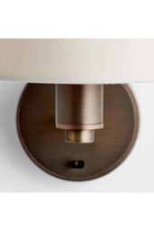 Netlighting Daley Wall Lamp Antique Bronze Plate Marble Fabric Round Shade With Usb Socket in Brown - thumbnail 5