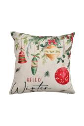 Living and Home Christmas Themed Decorative Pillow Case with Festive Motifs - thumbnail 2
