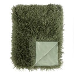 Furn Rowan Faux Fur Throw in Khaki - Size: 130 cm x 170 cm - thumbnail 2