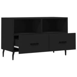 Berkfield Home TV Cabinet Black 80x36x50 cm Engineered Wood - Size: 80 x 36 x 50 cm - thumbnail 6