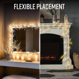 Globrite 6ft Birch Christmas Garland with 48 LED Lights - Battery Operated in White - thumbnail 4
