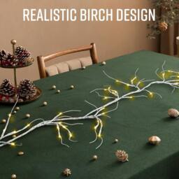 Globrite 6ft Birch Christmas Garland with 48 LED Lights - Battery Operated in White - thumbnail 2