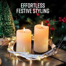 Globrite 6ft Birch Christmas Garland with 48 LED Lights - Battery Operated in White - thumbnail 6
