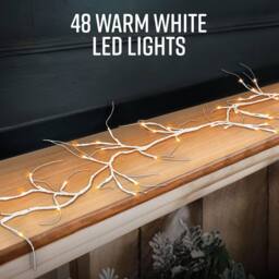 Globrite 6ft Birch Christmas Garland with 48 LED Lights - Battery Operated in White - thumbnail 3