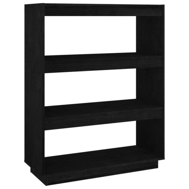 Berkfield Home Book Cabinet/Room Divider Black 80x35x103 cm Solid Pinewood - Size: 80 x 35 x 103 cm - image 1