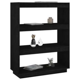 Berkfield Home Book Cabinet/Room Divider Black 80x35x103 cm Solid Pinewood - Size: 80 x 35 x 103 cm - thumbnail 4