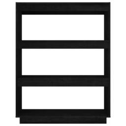 Berkfield Home Book Cabinet/Room Divider Black 80x35x103 cm Solid Pinewood - Size: 80 x 35 x 103 cm - thumbnail 5