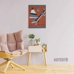 "Artery8 Gris Grey Abstract Painting Kandinsky Canvas Wall Art Print - Size: W12"" x H16""" - thumbnail 3
