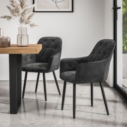 More4Homes Donni Dining Table & Chairs - White Marble Effect Table Top w Black Legs + Anika Velvet Dining Chair Set Of 4 - thumbnail 5