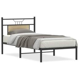Berkfield Home Bed Frame without Mattress Sonoma Oak 90x200 cm Engineered Wood in Black - thumbnail 1