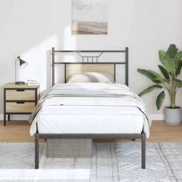 Berkfield Home Bed Frame without Mattress Sonoma Oak 90x200 cm Engineered Wood in Black - thumbnail 2