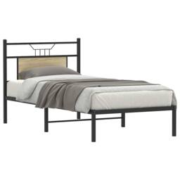 Berkfield Home Bed Frame without Mattress Sonoma Oak 90x200 cm Engineered Wood in Black - thumbnail 3