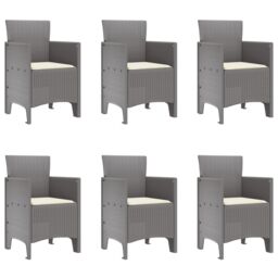 Berkfield Home 7 Piece Garden Dining Set with Cushions Light Grey Poly Rattan - thumbnail 5